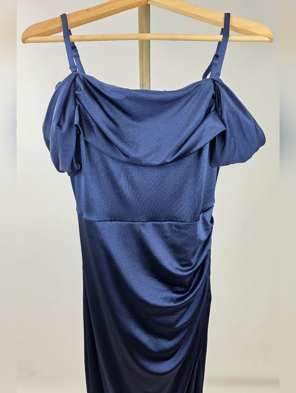 Popilush Women's Navy Shimmer Off The Shoulder 8 In 1 Shapewear Maxi Dress Large - Picture 9 of 16